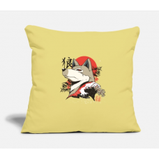 Japanese Wolf Washed Yellow Pillow